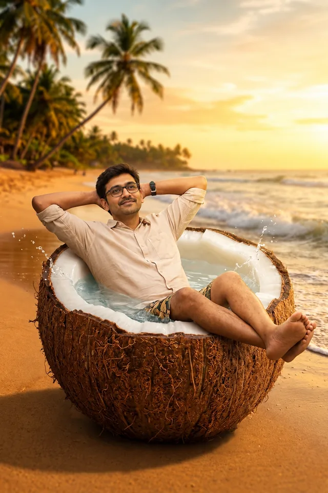 Beach Paradise AI Photobooth theme portrait
